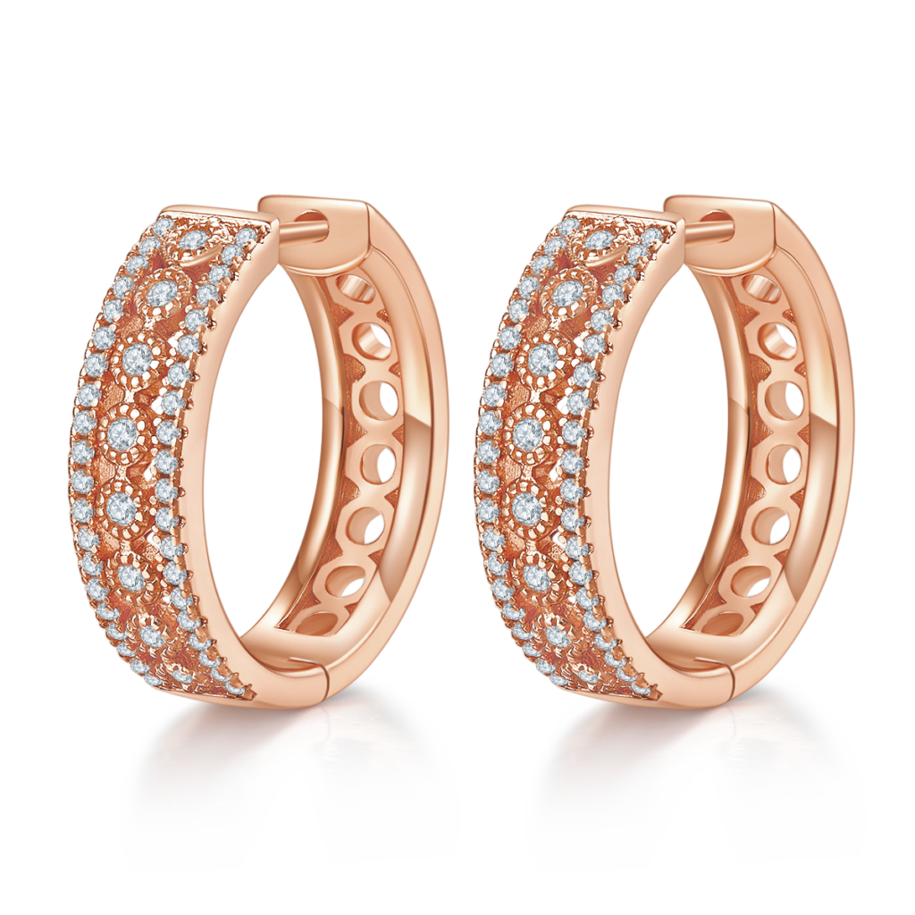 Triple-Row Moissanite Half-Hoop Earrings in S925 Sterling Silver – 0.74 ct