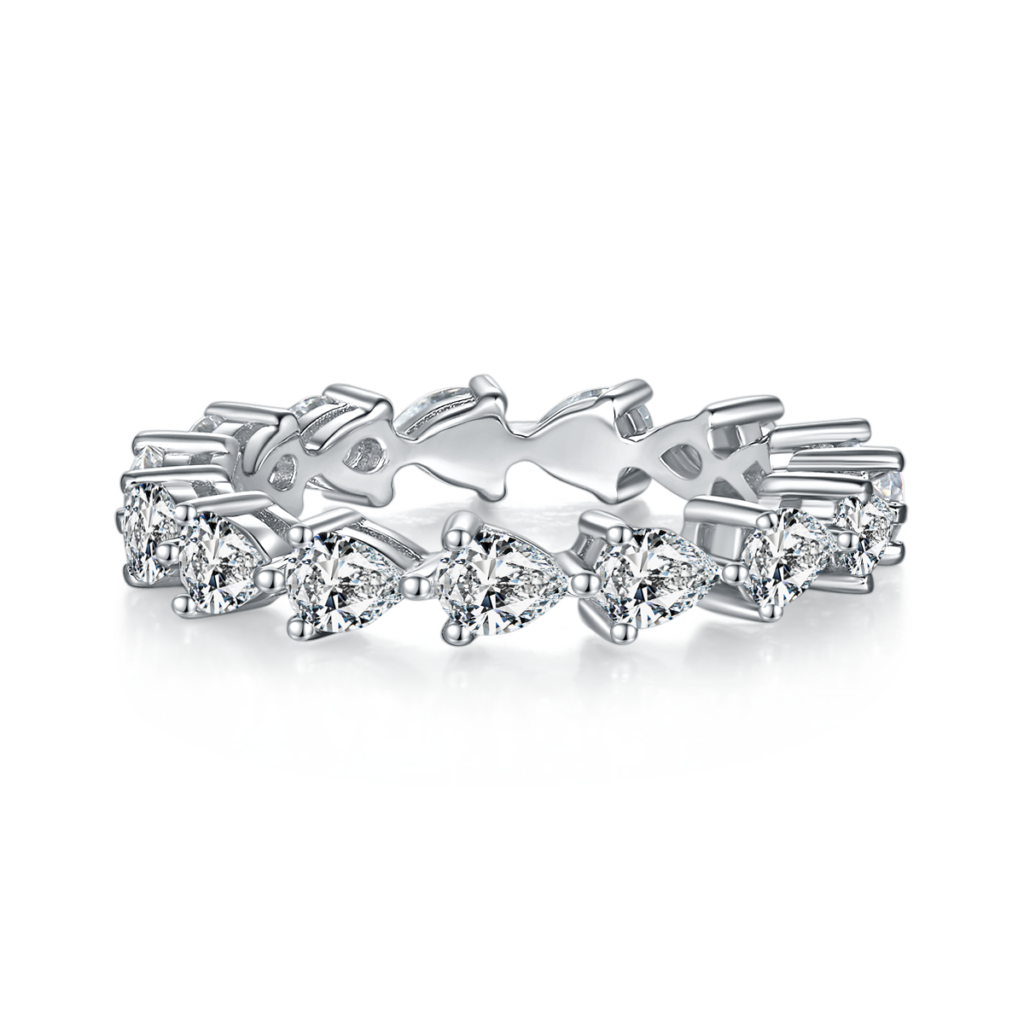 Pear-Cut Moissanite Full Eternity Anniversary Ring in S925 Sterling Silver – 4.0 ct