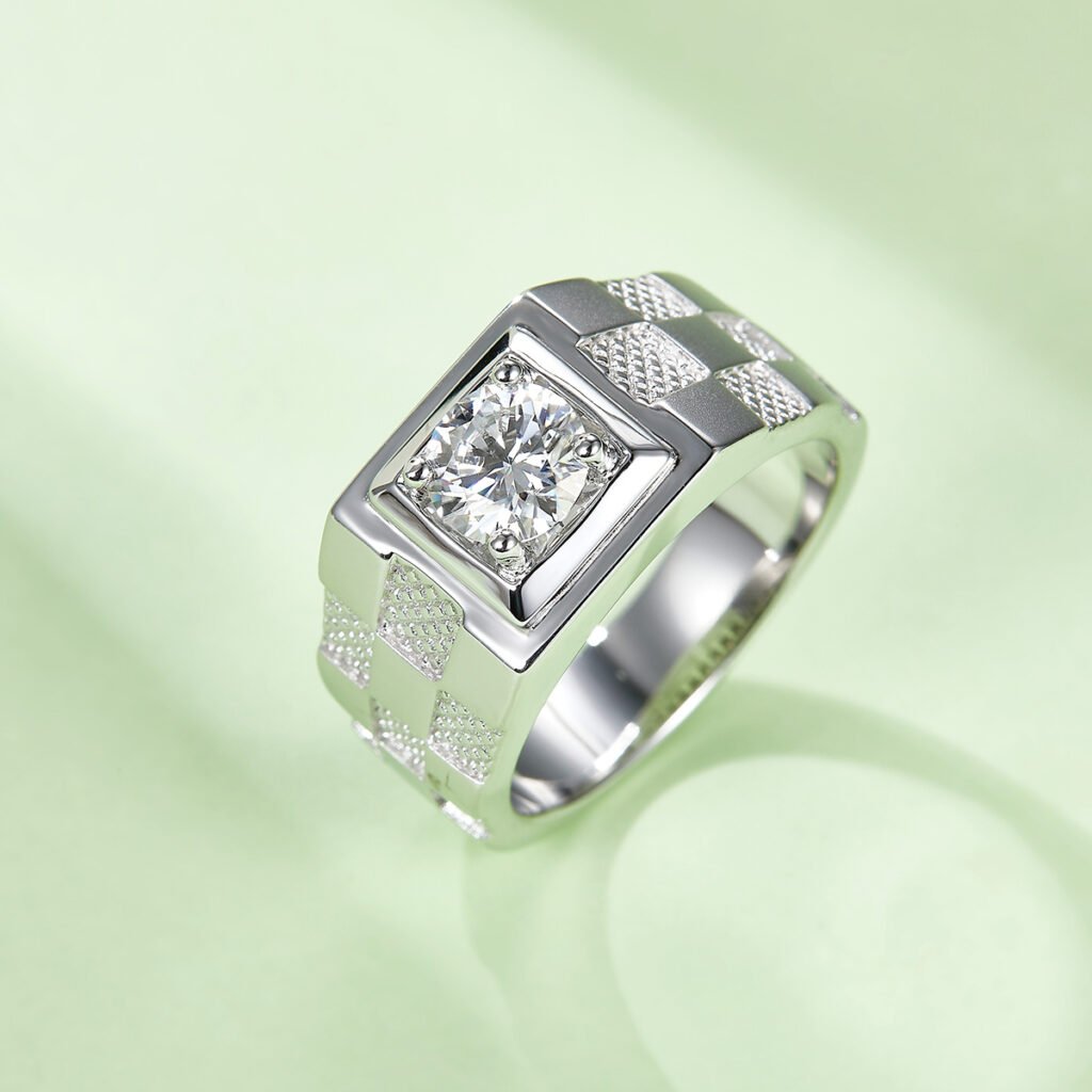 Fortune Men’s Moissanite Ring in S925 Sterling Silver – 1.0 ct