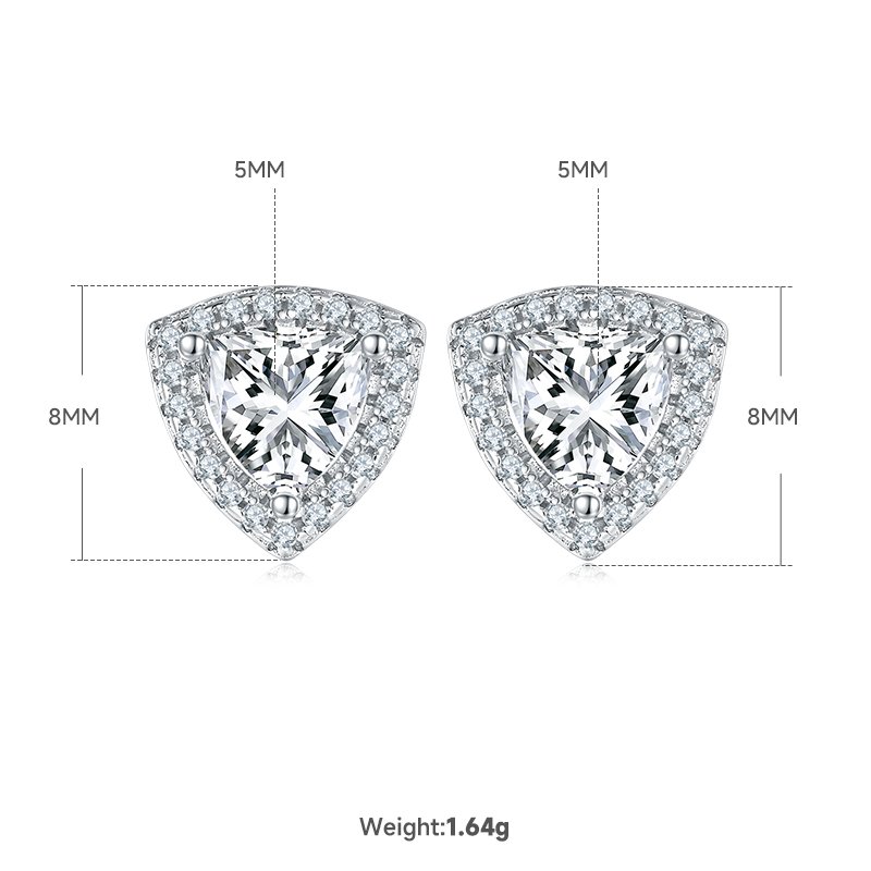 Trillion-Cut Moissanite Pendant & Stud Earring Set in S925 Sterling Silver
