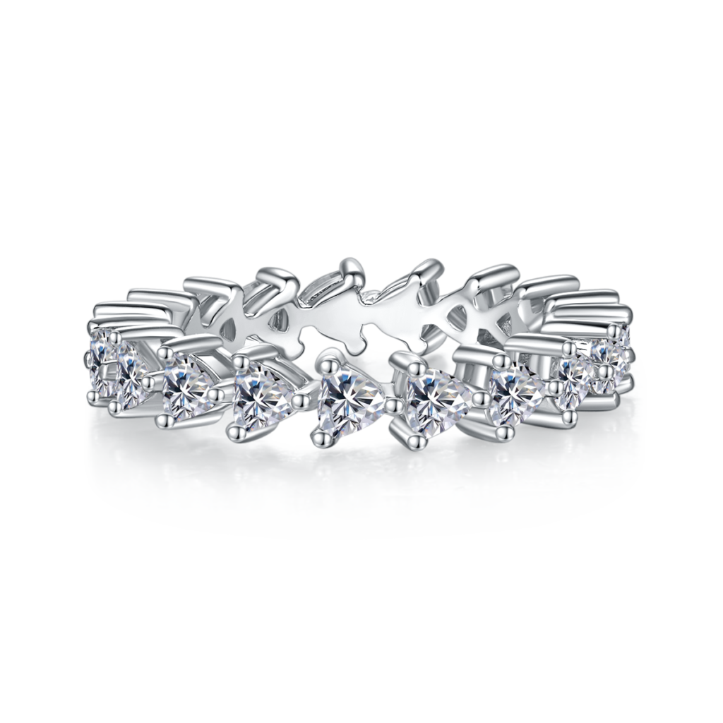 Trillion-Cut Moissanite Full Eternity Anniversary Ring in S925 Sterling Silver – 2.0 ct