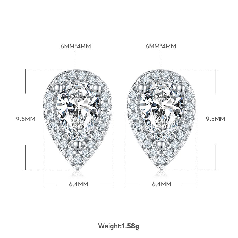 Pear-Cut Moissanite Pendant & Stud Earring Set in S925 Sterling Silver