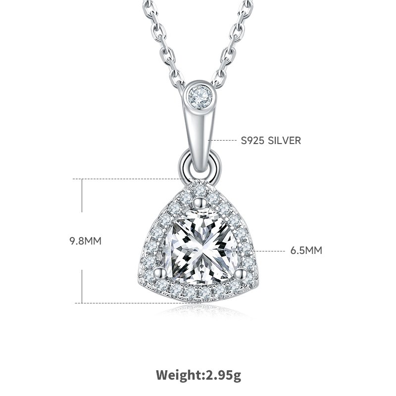 Trillion-Cut Moissanite Pendant & Stud Earring Set in S925 Sterling Silver