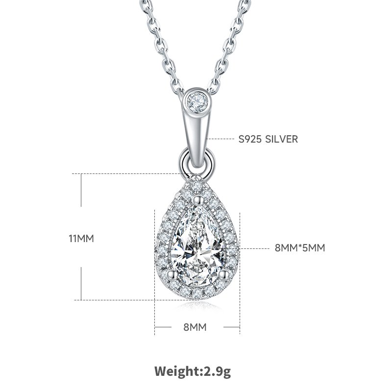 Pear-Cut Moissanite Pendant & Stud Earring Set in S925 Sterling Silver