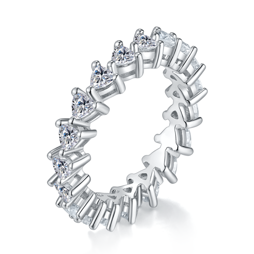 Trillion-Cut Moissanite Full Eternity Anniversary Ring in S925 Sterling Silver – 2.0 ct