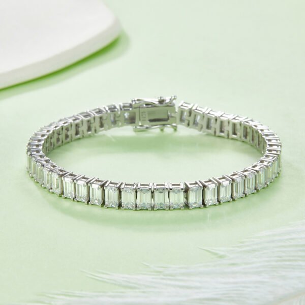 Rectangular-stone moissanite tennis bracelet